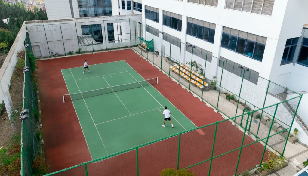 BE Health Universe tenis kortu ve eğitim alanı